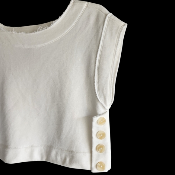 Anthropologie Drop Shoulder Crop Top Ivory Size Small - Picture 7 of 16